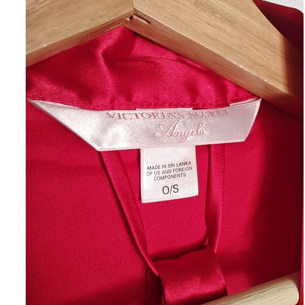 Victoria's Secret Angels Robe Red Satin Kimono Sleeve Wrap Belted O/S Feminine - Picture 4 of 5